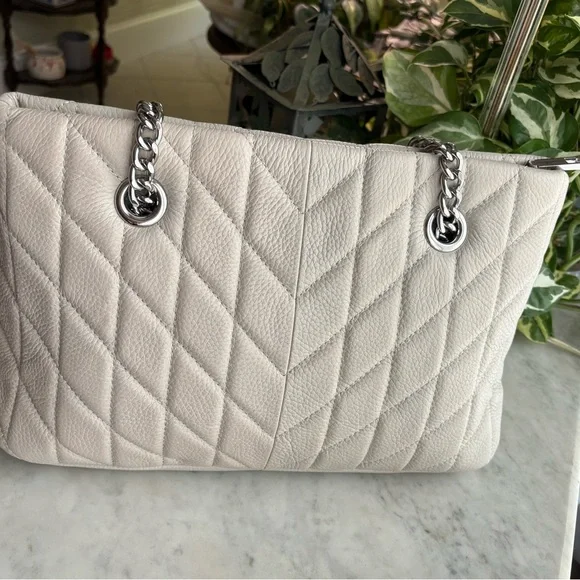 Karl Lagerfeld Chevron Quilted Shoulder Bag - Cream/Gray - Picture 8 of 8